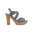 Sandali in tessuto effetto denim con tacco in sughero 10,5 cm Lora Ferres, Donna, SKU w042000006, Immagine 0